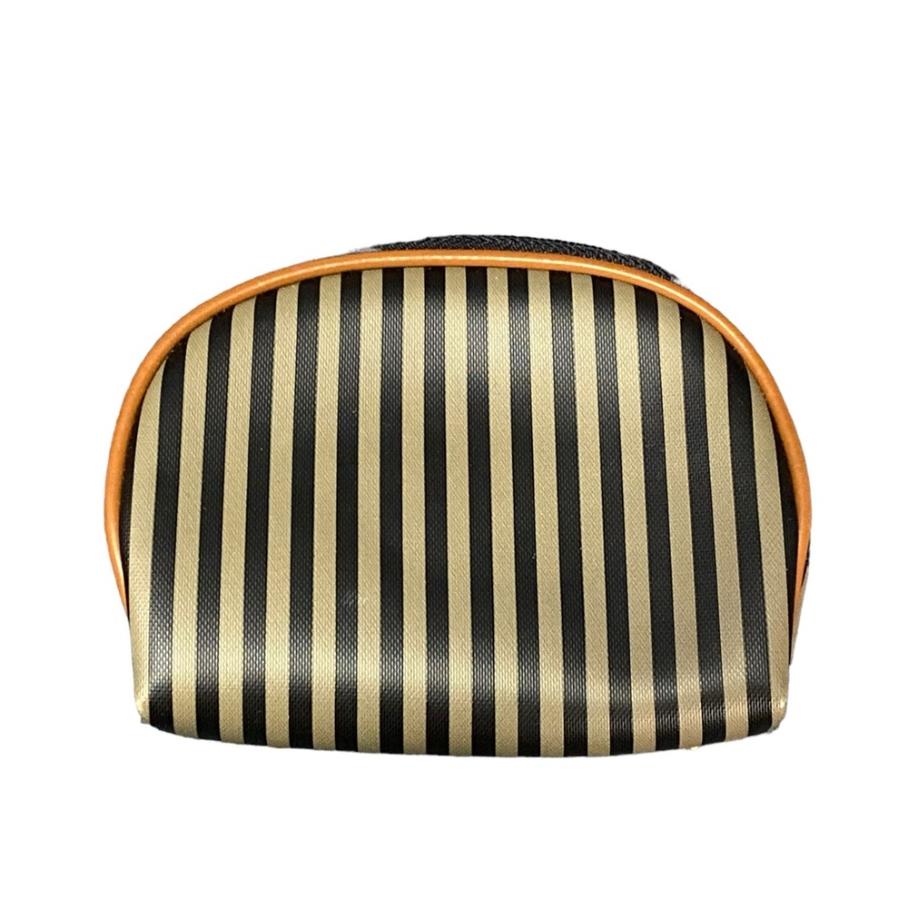 Gold and black striped cosmetic case. EUC